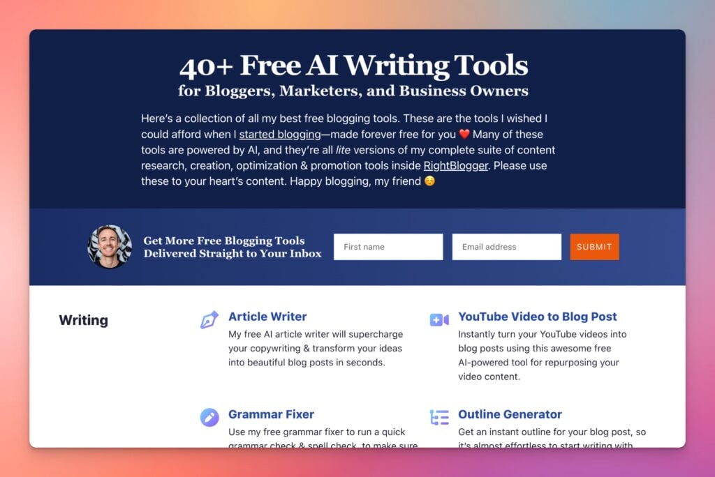 40+ Free AI Writing Tools (and AI Blogging Tools) SEO, Content Marketing, Research, Social Media, and More