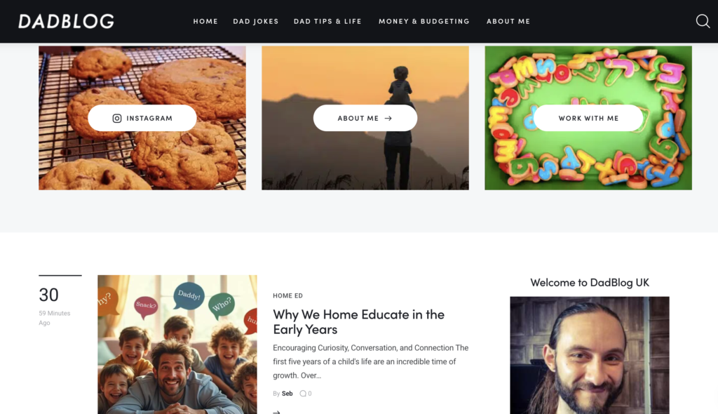 Dad Blog by Seb (Dadblog UK) for the Best Dad Blogs and Parenting Sites This Year (Screen Shot)