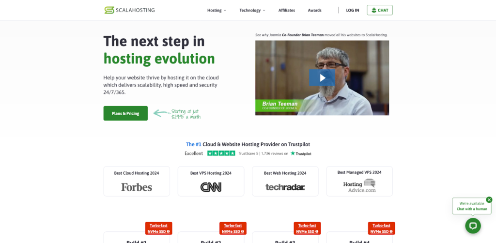 ScalaHosting Web Hosting for Bloggers (Screen Shot of Homepage)