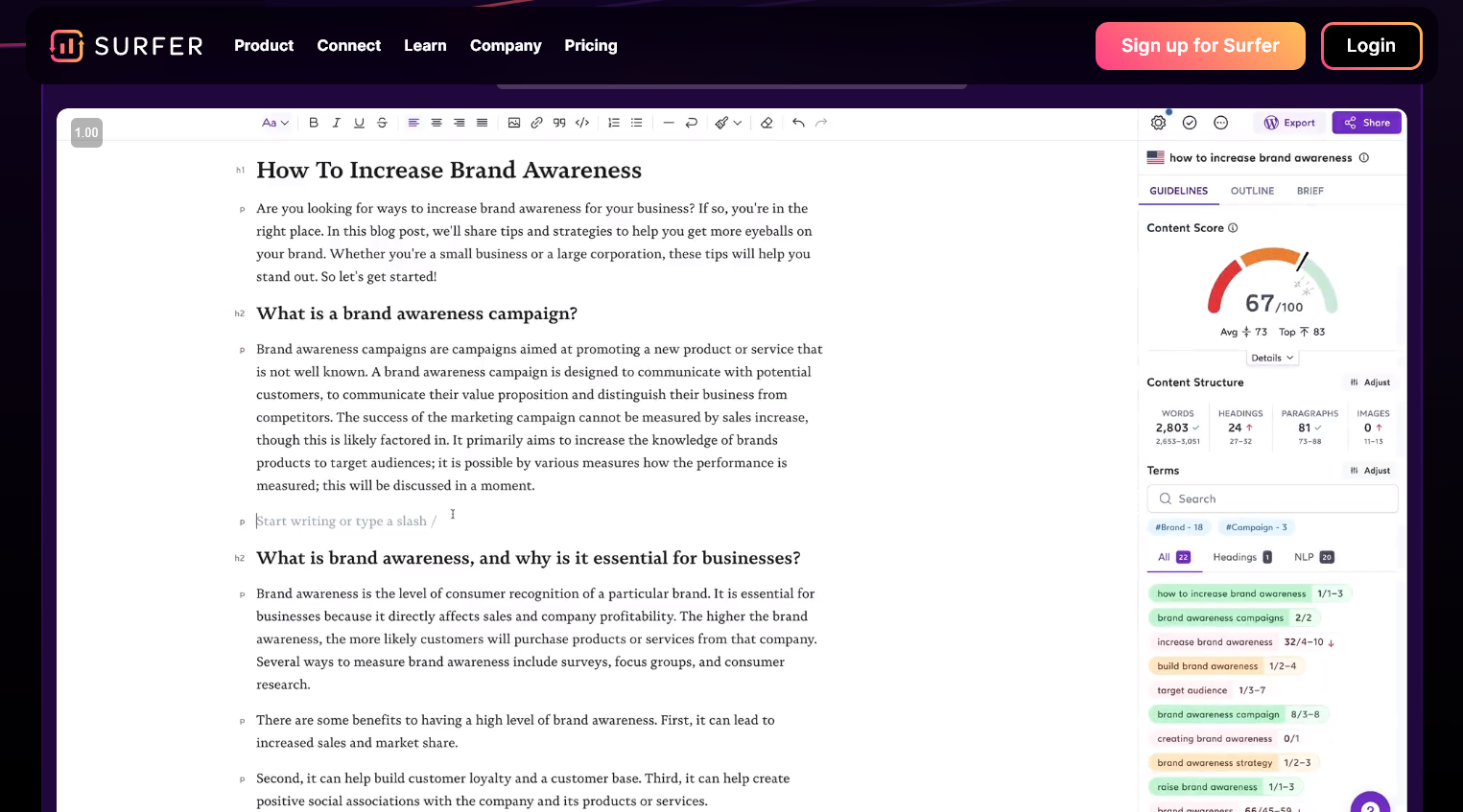 Surfer SEO AI Tools for Powerful Search Engine Optimization (Screenshot of Article Tool)